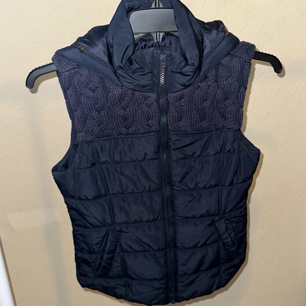 💙 Aeropostale Navy Quilted Puffer Vest with Hood | Size S